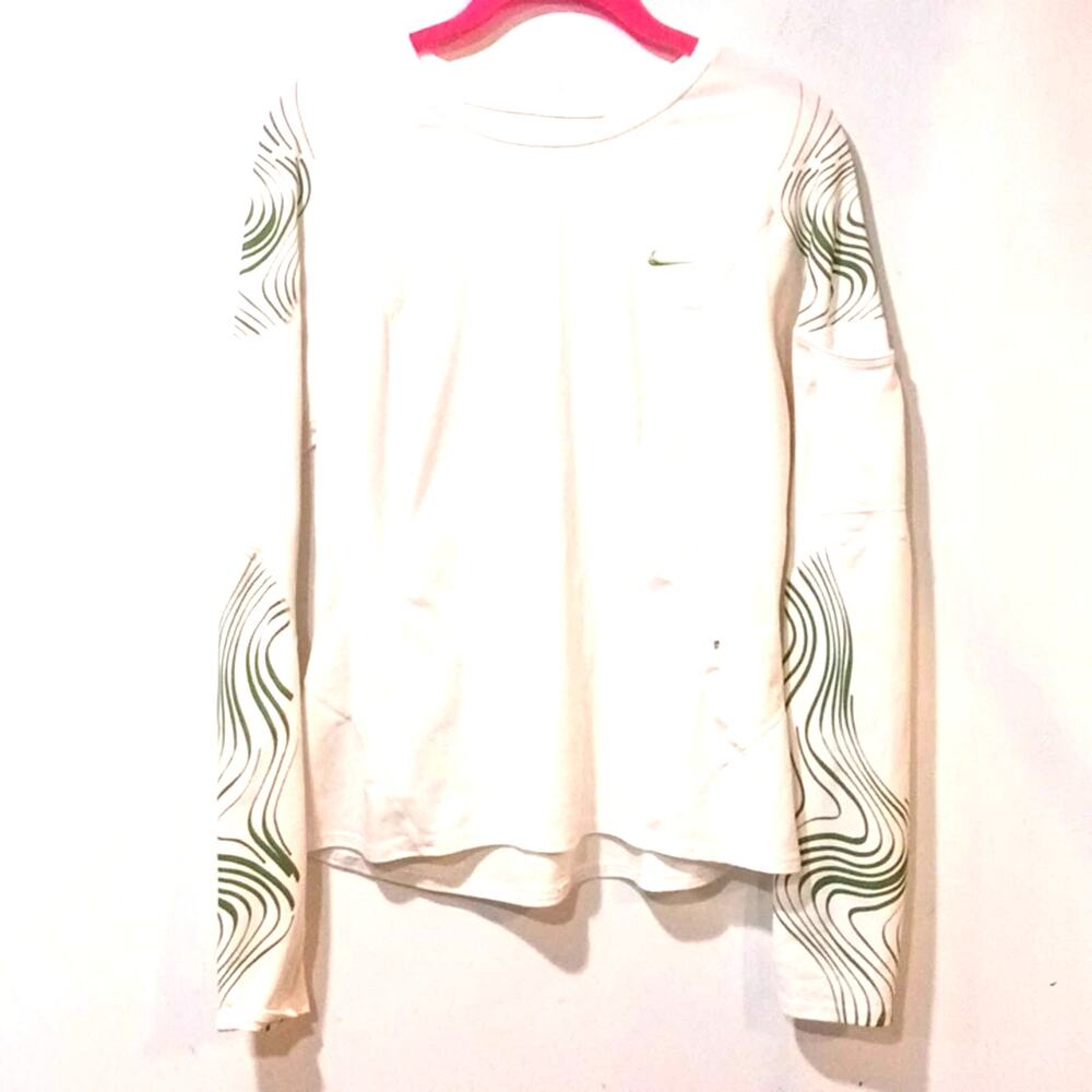 NIKE NikeFIT DRY Long Sleeve White Top Cell Pocket sz L